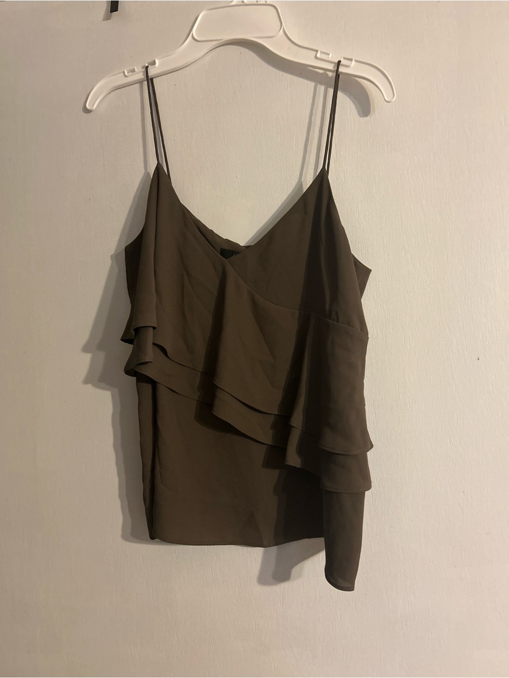 J. Crew Olive Ruffle Spaghetti-Strap Cami